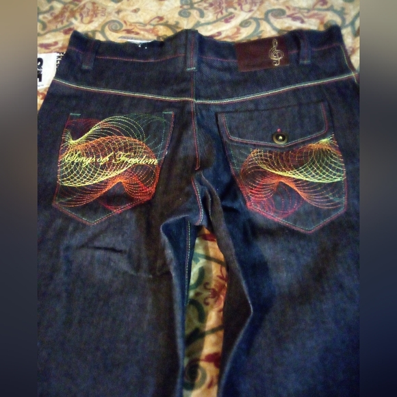 Songs Of Freedom Limited Edition Designer Demin Jeans Men's 34 Blue - Picture 7 of 14